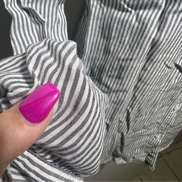 A New Day White Striped Button Down Shirt Sleeves Rolled Up - Picture 3 of 4